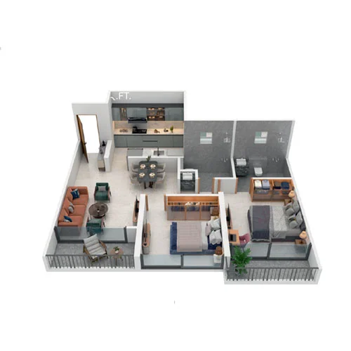 Harivishva Skyfinia Tathawade 2 BHK Floor Plan Image